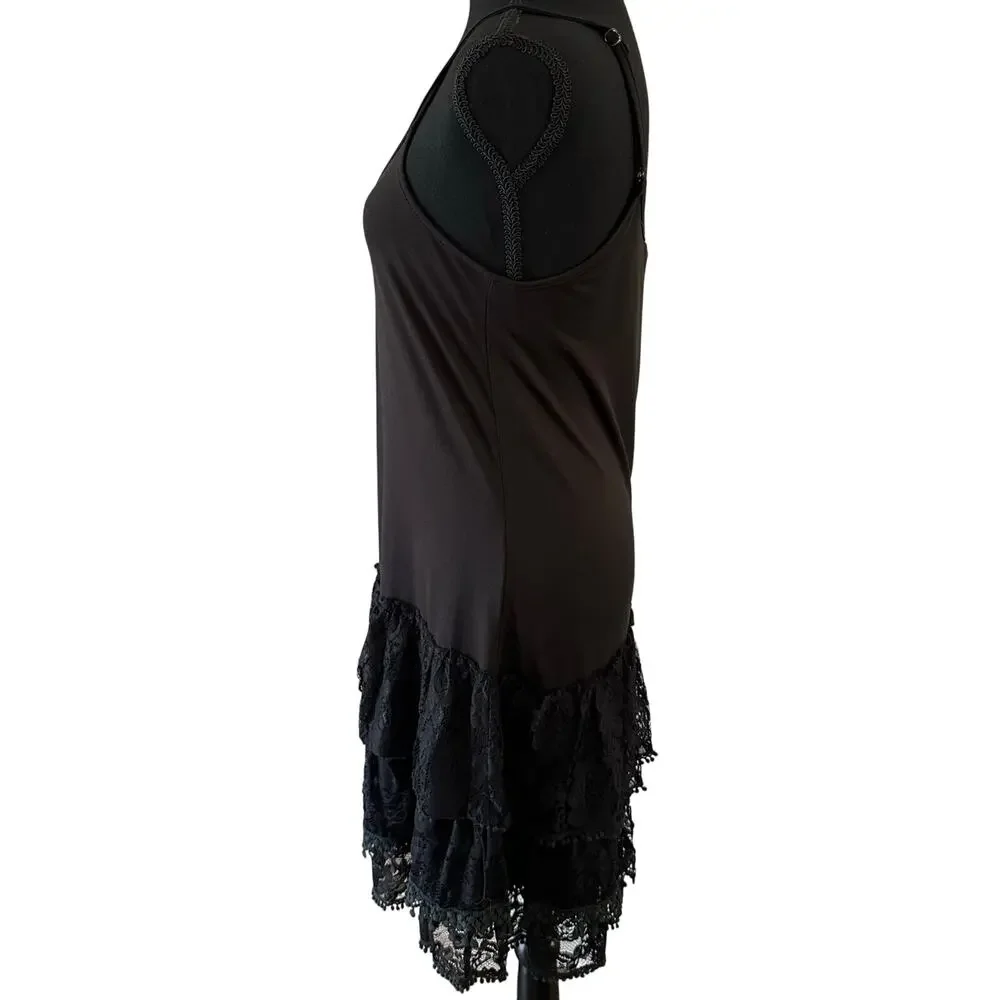 Lady Noize - Spaghetti Strap Slip Dress with Lace Ruffle - Large - Picture 2 of 6